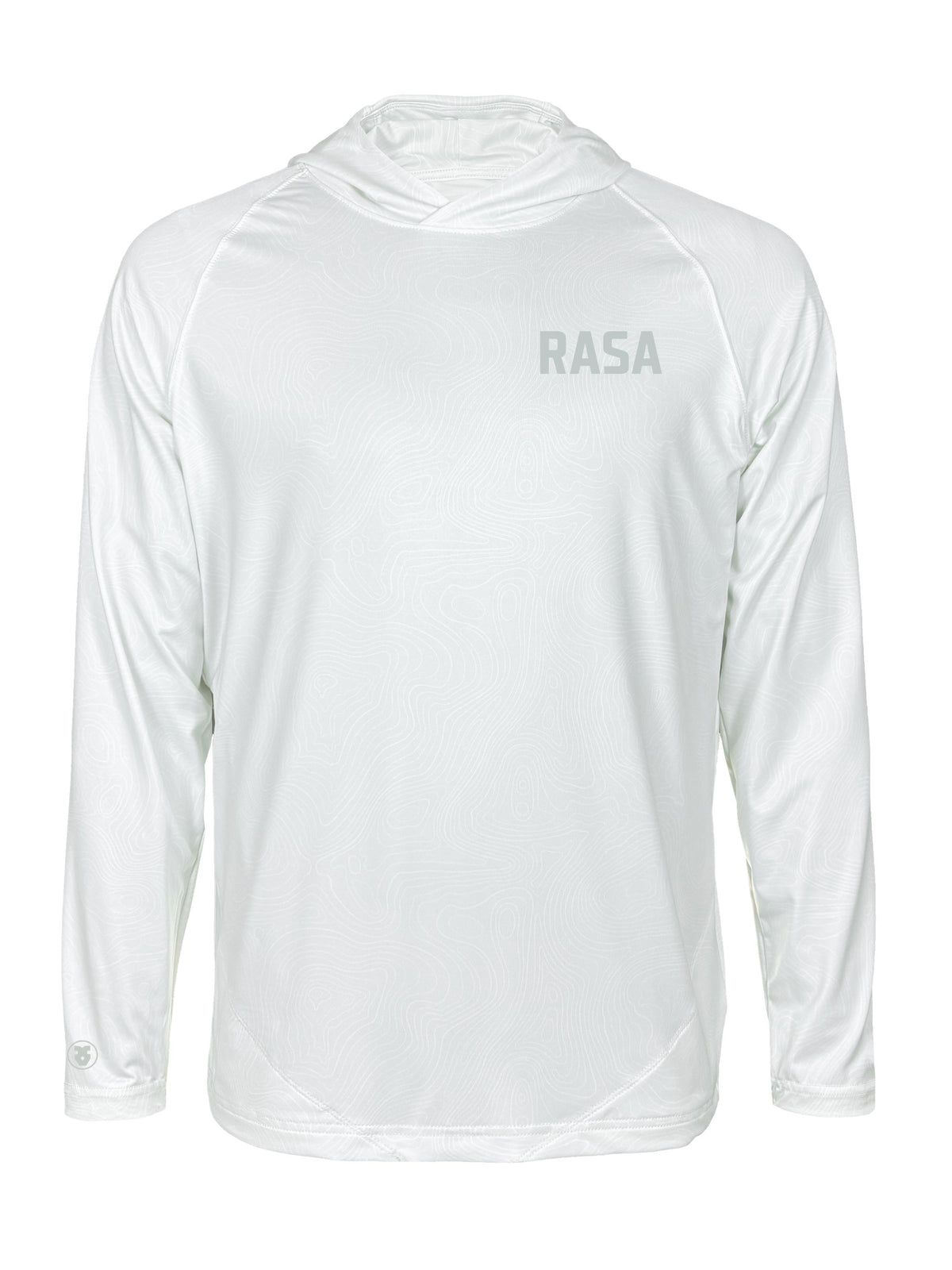 Silver Topo long sleeve hoodie sun shirt, front #Logo_Left Chest